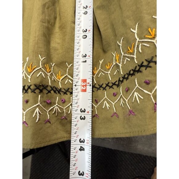 Ulla Johnson Olive Anais Embroidered Ruffle Mini Dress Size 6 Cotton Boho Chic - Picture 14 of 16